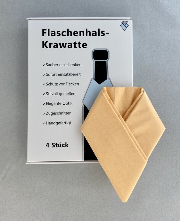 BottleTie aus Tissue-Papier | 4 x Apricot | Manufaktur Handarbeit "Made in Germany" |Tropfschutz